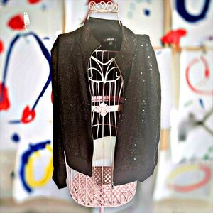 👀‼️DKNY Black Sequin Bomber Jacket